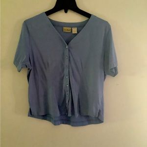L.L. Bean cropped button up shirt